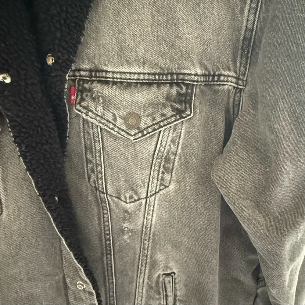 Levi's Vintage Fit Sherpa Trucker Jacket Black Stonewash Mens Size XXL